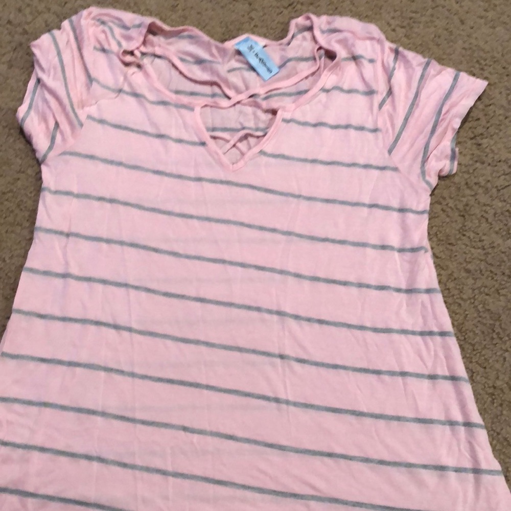 Pink and grey striped shirt